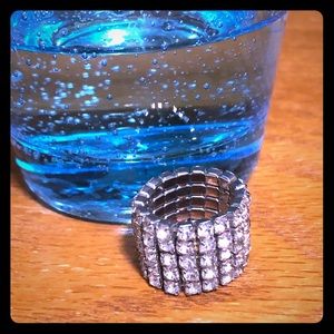 Stretch Rhinestone Ring Silver bling & bracelet
